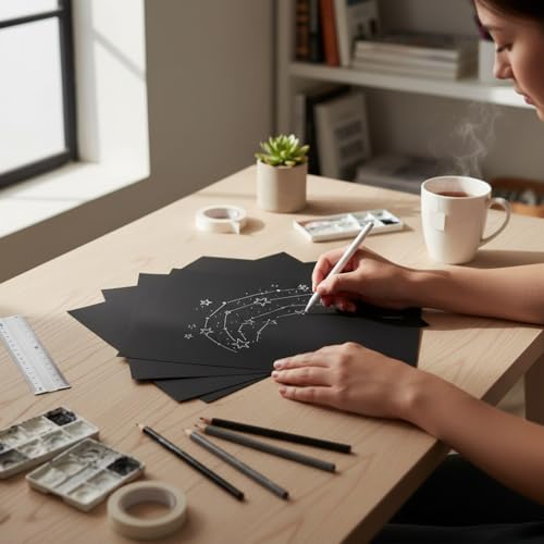 Hawksbill A5 Black Cardstock 160 GSM 20 Pack – Premium Smooth Paper for Crafts & School Projects 3