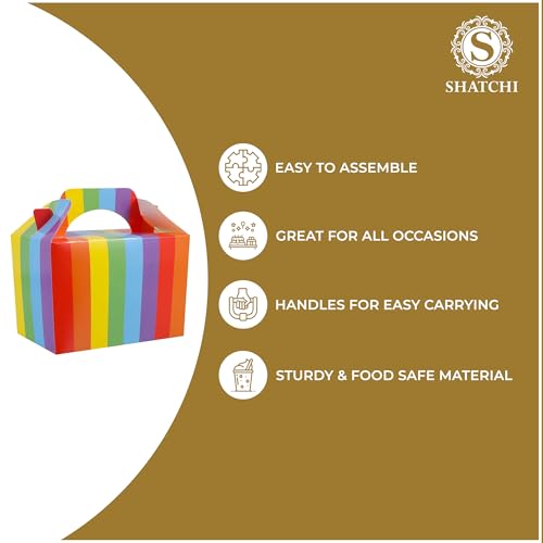 SHATCHI 30Pcs Rainbow Party Food Boxes - 14x12x10 cm Cardboard Takeaway Containers 11