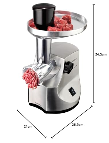 Kenwood Meat Grinder MG510 - 1600W Locked Power | Die-Cast Metal Body | Includes Sausage & Kebbe Attachments 7
