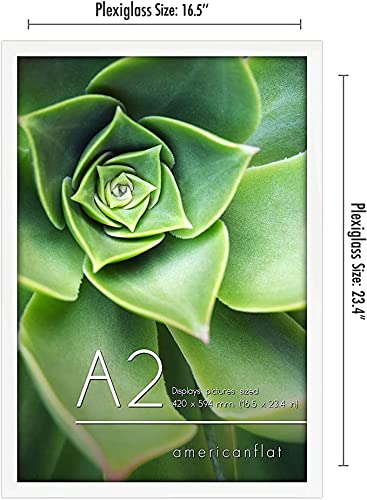 Americanflat A2 Picture Frame in White - Engineered Wood with Plexiglass | 42x59.4 cm Display