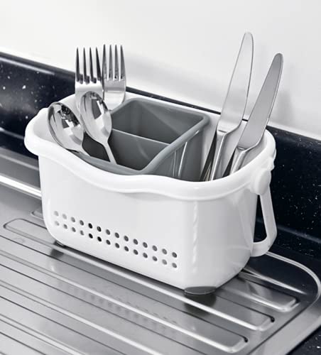 Addis 517764 Premium Sink Cutlery Storage Caddy | White/Grey | 12 x 24 x 20.5 cm 3