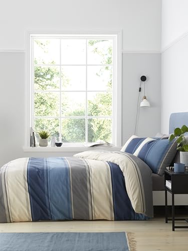 Fusion Betley Classic Wide Stripe Duvet Cover Set | Single Size | 52% Polyester 48% Cotton | Blue Stripe 2