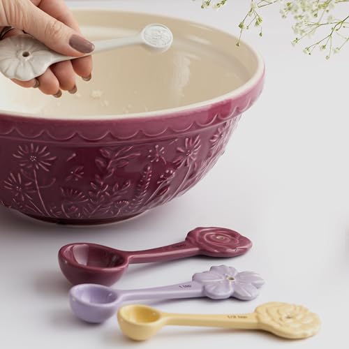 Mason Cash In The Meadow Stoneware Measuring Spoons - Set of 4 | Floral Embossed | Dishwasher Safe 2