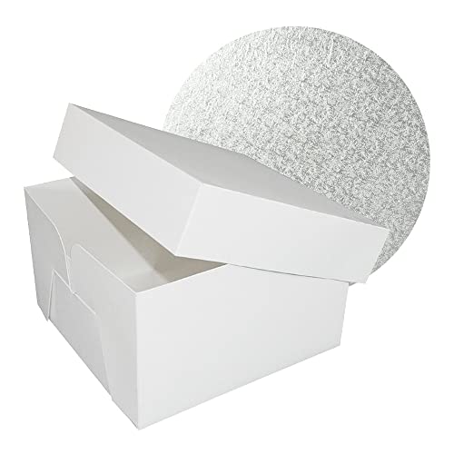 Culpitt 10' Round Silver Cake Drum Board & White Cake Box Combo | Sturdy Support 10