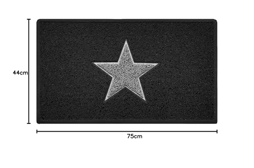 Nicoman STAR Door Mat - Commercial Grade Dirt Trapper | Black/Grey Star | 44 x 75 cm Vinyl 3