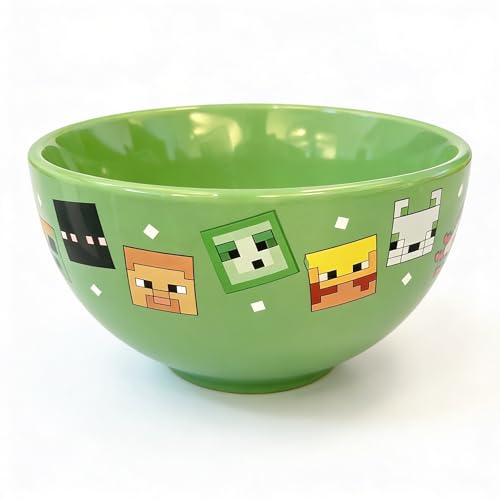 HOX Minecraft Ceramic Soup-Cereal Bowl - Officially Licensed Green Design | 14cm x 7cm 2