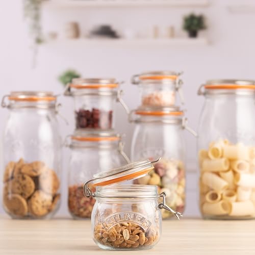 Kilner Set of 3 Round Clip Top Jars - 0.5 Litre Airtight Glass Storage for Preserving & Dry Foods 4