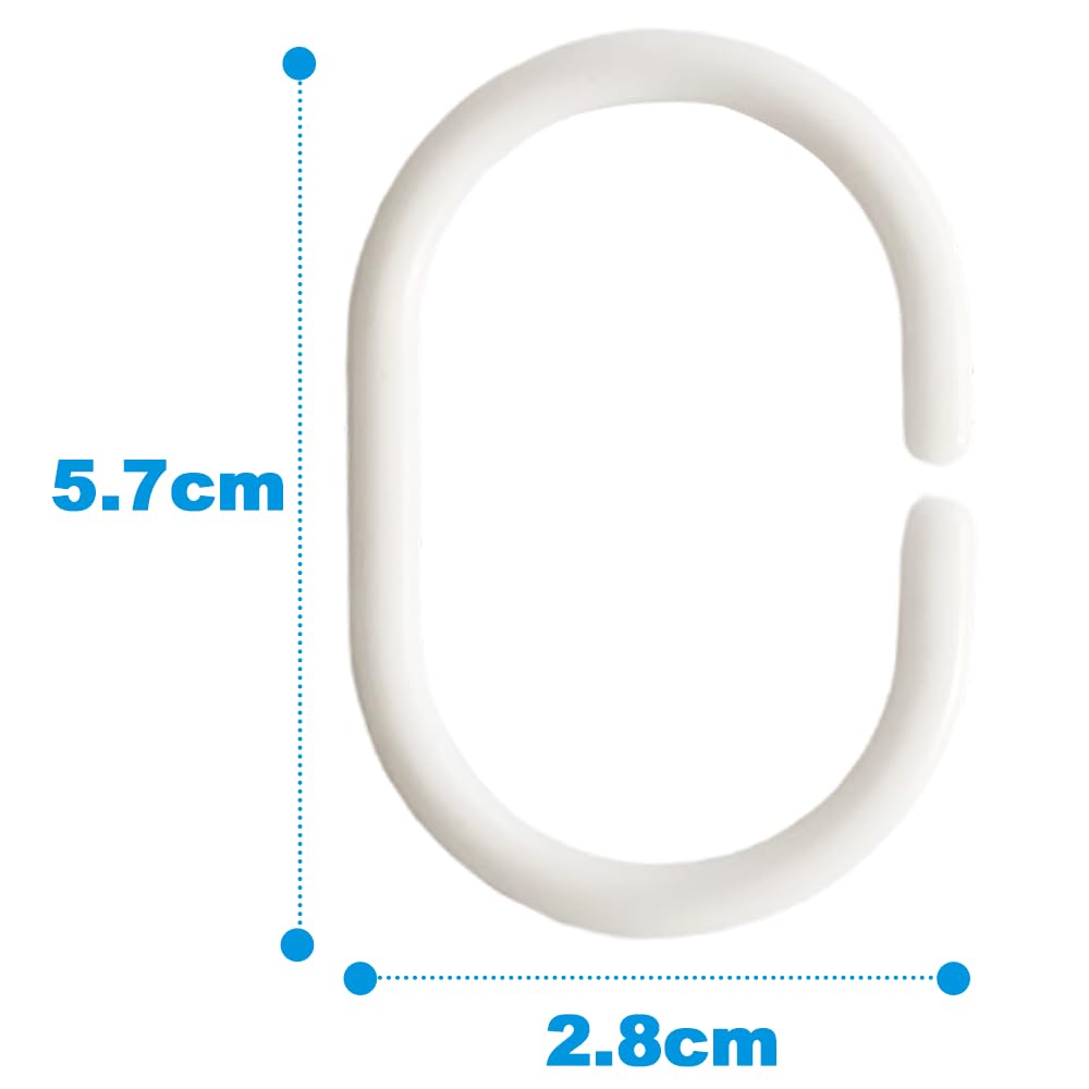 Armo Home Plastic C-Shaped Shower Curtain Rings - 24 Pack White Hooks | Rust Resistant 6