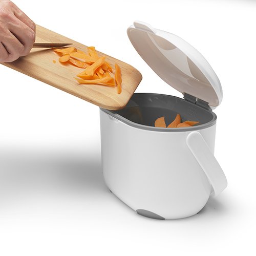 Addis 2.5L Compost Caddy - White/Grey Plastic with Removable Lid and Inner Bucket 3