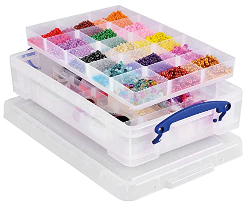 Really Useful Box 4 Litre Storage Box with 2 Hobby Dividers | Clear Plastic | Stackable 2