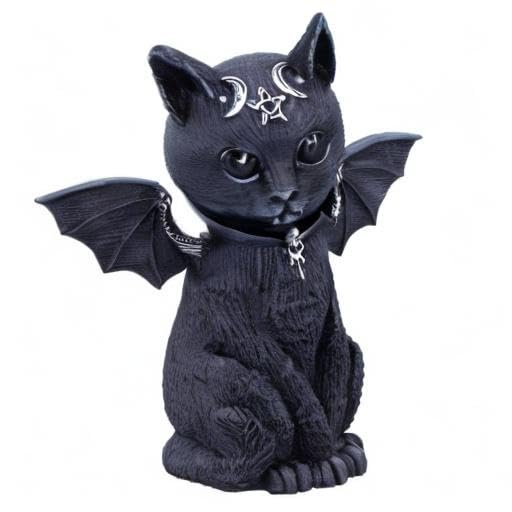 Nemesis Now Malpuss Winged Occult Cat Figurine - Polyresin, Black and Silver, 10cm 8