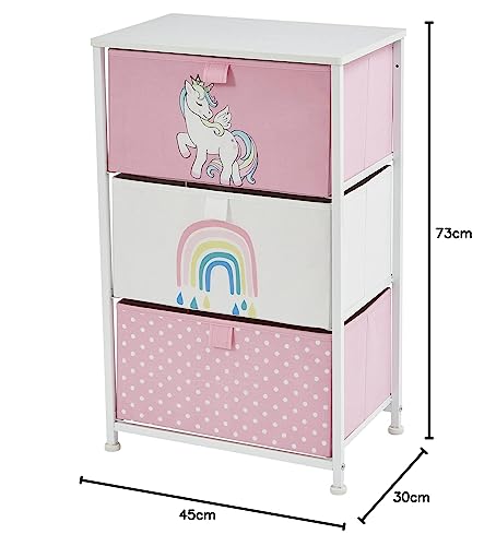 Liberty House Toys Unicorn 3-Drawer Fabric Storage Chest | Pink | H730 x W450mm 8