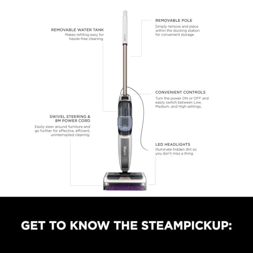 Shark SteamPickUp 3-in-1 Steam Mop for Hard Floors | Chemical-Free Cleaning | 1230W 10