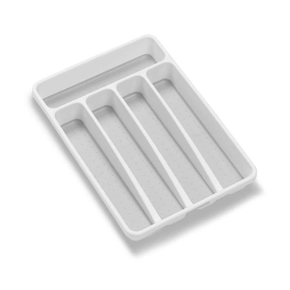 madesmart Mini In-Drawer Cutlery Tray - White, Non-Slip Rubber Lining | Fits Small Drawers 1
