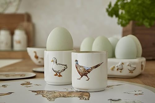 Cooksmart British Designed Ceramic Egg Cups - Pack of 4 Stackable | Dishwasher Safe 3