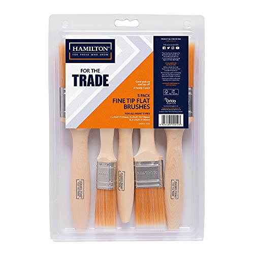 HAMILTON For The Trade Fine Tip Paint Brushes - Pack of 5 | Wood Handle | Controlled Finish 6