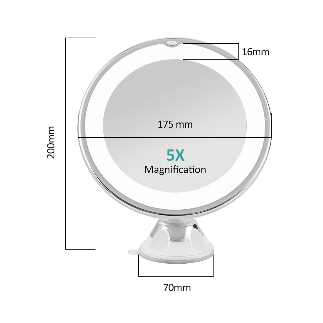 EMKE 5X Magnifying Shaving Mirror with LED Light | Cordless | Suction Cup Mount | Portable 7
