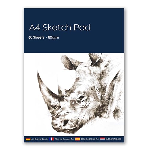 Creavvee A4 Sketch Pad for Artists - 80gsm Acid-Free Paper | 60 Sheets | Ideal for Pencils, Markers, Charcoal