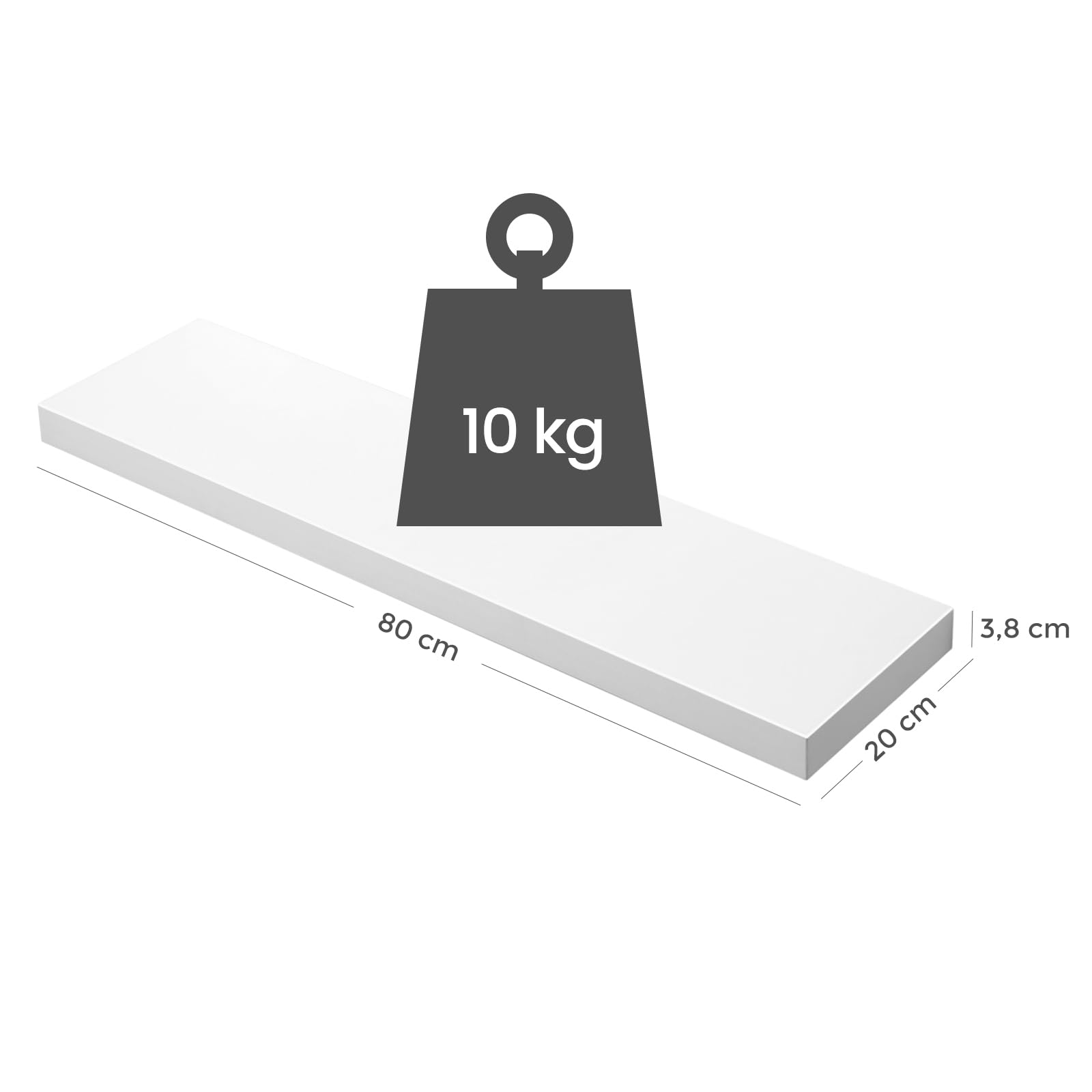 VASAGLE Modern Floating Wall Shelf for Books & Photos | 80 cm Long | White Engineered Wood 3