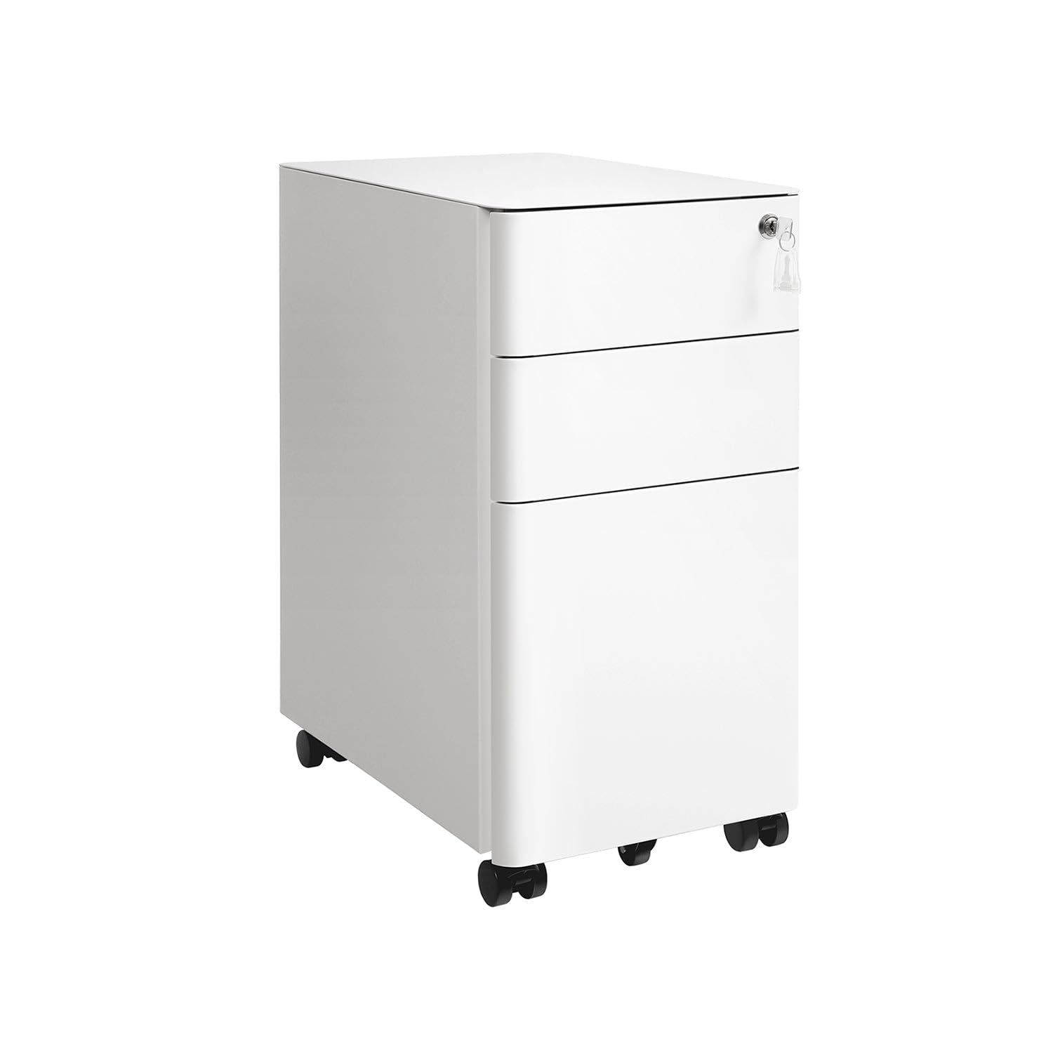 SONGMICS Mobile File Cabinet with 3 Drawers, Lockable, Wheeled | Alloy Steel | White