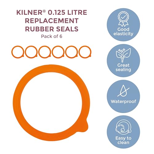Kilner Replacement Rubber Seals Pack of 6 for 0.125L Round Clip Top Jars | Food-Safe | Durable 3