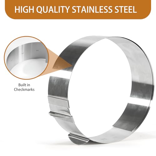 Vonsera Adjustable Round Cake Ring Cutter - 6 to 12 Inch Diameter | Stainless Steel | 1.96-Inch Height 4
