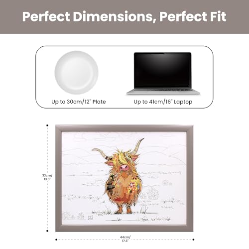 The Leonardo Collection Hamish Highland Cow Lap Tray | MDF & Cushion | 44x33x7 cm 4