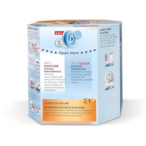 Unibond AERO 360° Moisture Absorber Refill Tabs - Citrus Scent, 2 x 450g | 1-3 Month Duration 2