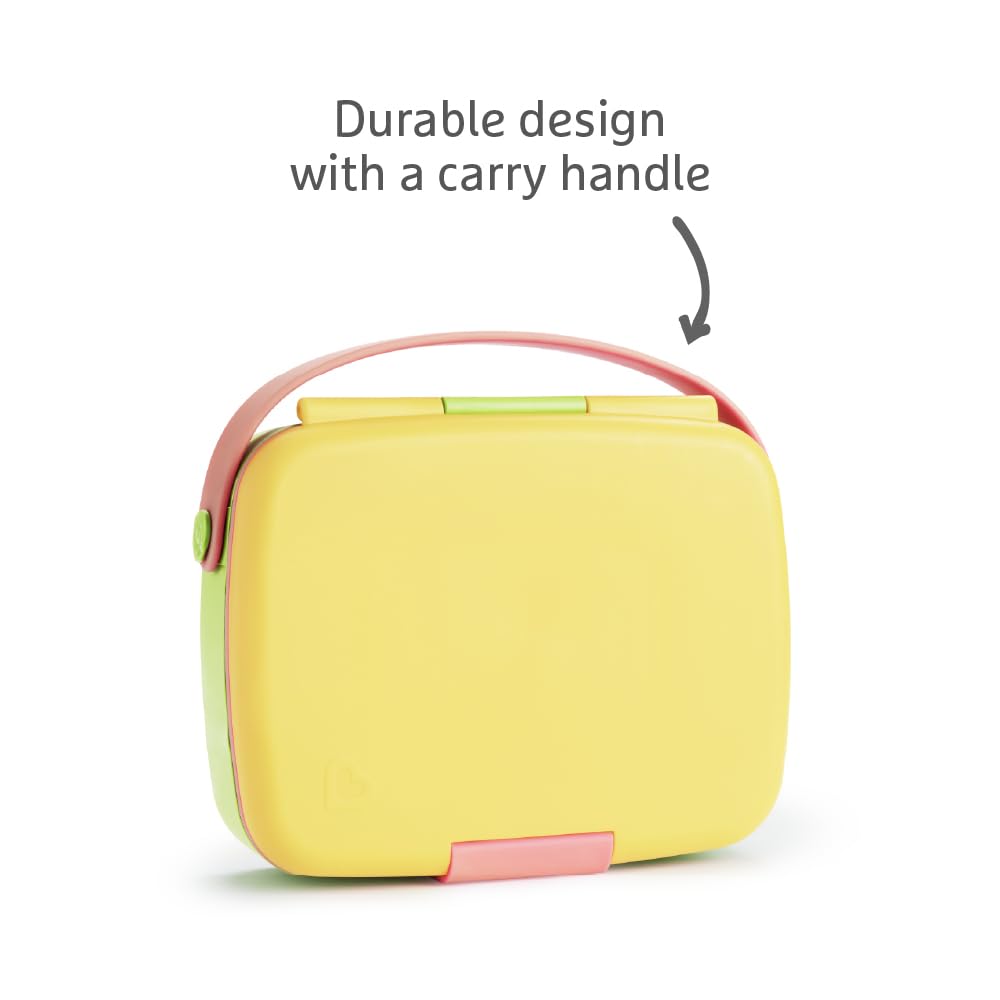 Munchkin Bento Lunch Box for Babies & Toddlers - 5 Compartment Food Container | Yellow | Includes Utensils 4