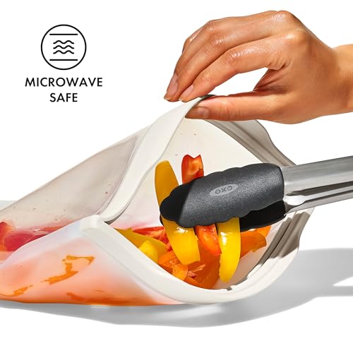 OXO Good Grips Reusable Silicone Stand-Up Snack Bag - 335mL (12 oz) | Oat Color 4