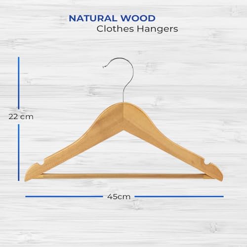 1ABOVE Grade-A Natural Wooden Hangers with Non-Slip Grips - Pack of 10 | Slim Profile