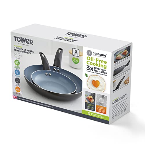 Tower T80300 Cerasure Induction Frying Pan Set - 2 Piece (20/28 cm) | Non-Stick Ceramic | Cool Handles 11