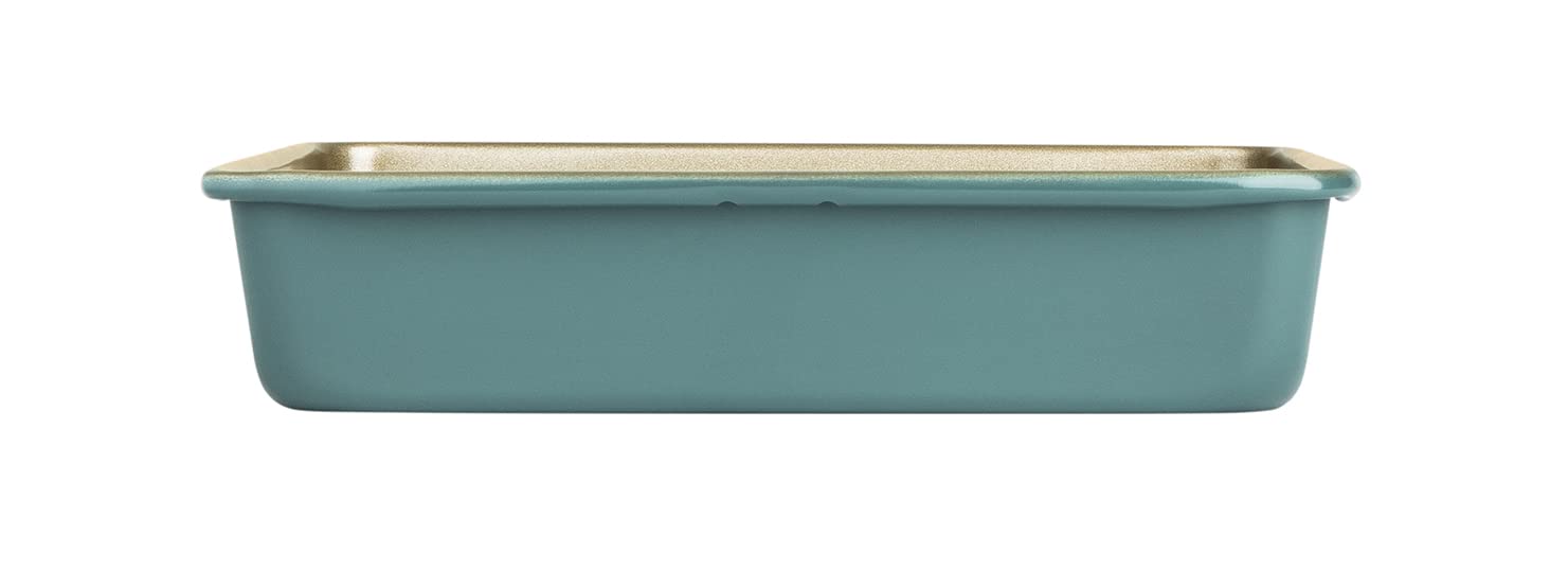 Prestige x Nadiya Square Cake Tin for Baking - 9 Inch, Non-Stick Carbon Steel, Teal & Gold 3
