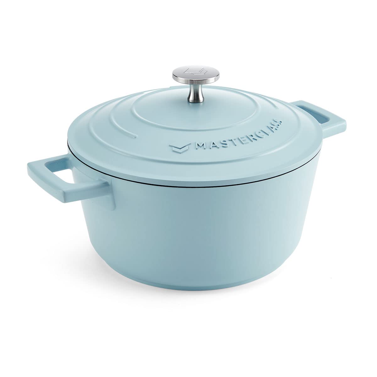 MasterClass 2.5L Cast Aluminium Casserole Dish with Lid | 20 cm Diameter | Sky Blue 1