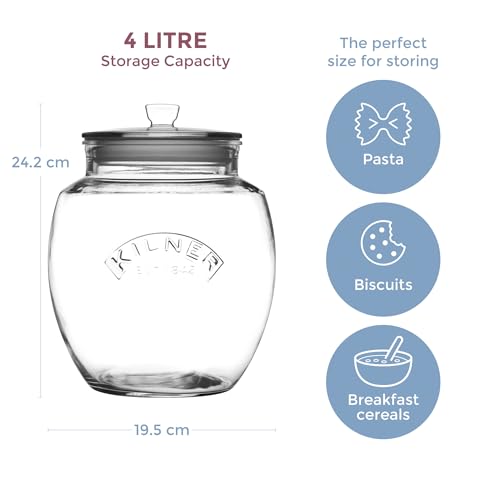 Kilner Universal Push-Top Jar - 4 Litre Glass Food Storage with Airtight Seal | BPA-Free 2