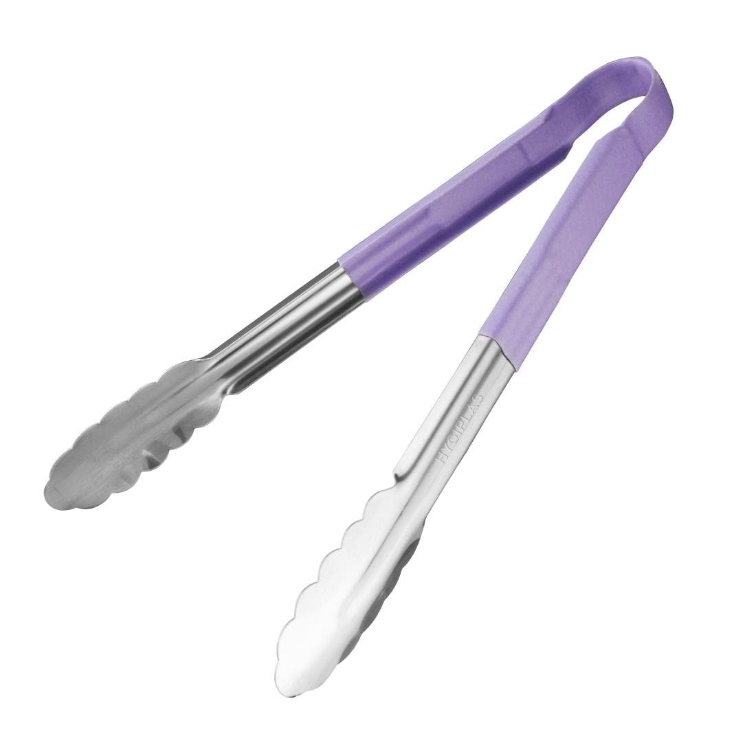 Hygiplas HC852 Colour Coded Serving Tong - Purple | 300mm Stainless Steel | Vinyl Grip 1