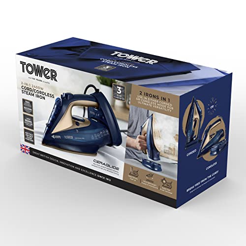 Tower T22008BLG CeraGlide Cordless Steam Iron with Ceramic Soleplate | 2400W | 360ml Tank 10