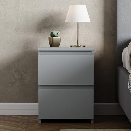 Vida Designs Denver 2 Drawer Large Bedside Cabinet | Grey Metal Construction | H48 x W39.5 x D39.5 cm 3