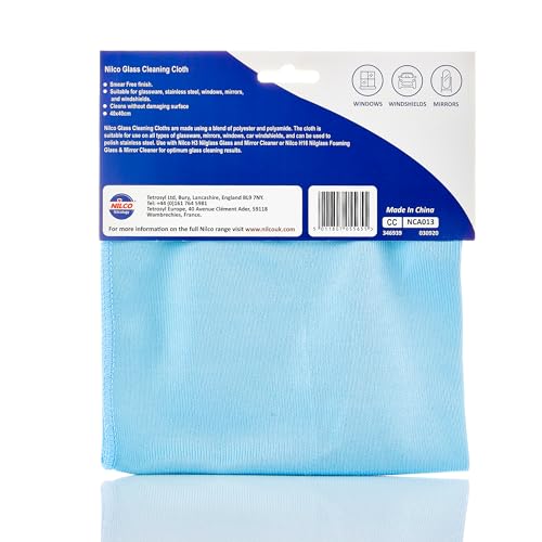 Nilco Professional Glass Cleaning Cloth - Streak-Free Finish | Microfiber | Blue 2