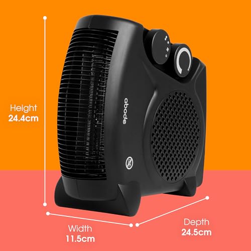 Abode AFH1001B Electric Fan Heater - 2kW Power | Adjustable Thermostat | Horizontal/Vertical Use 13