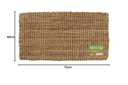 JVL Hand Spun Boucle Coir Jute Doormat - Durable & Hardwearing | 40x70cm Brown 9