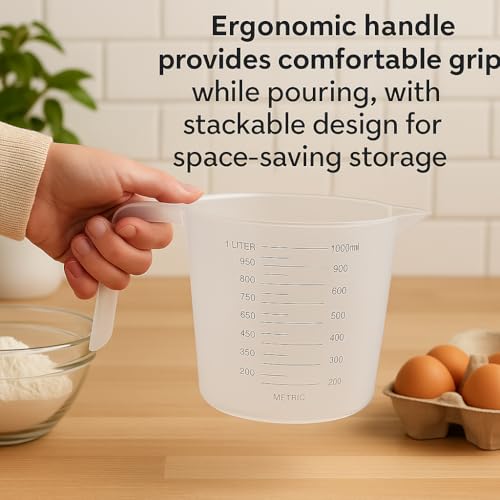 1ABOVE 1 Litre Measuring Cup with Handle - Clear Plastic, BPA Free, Stackable 4