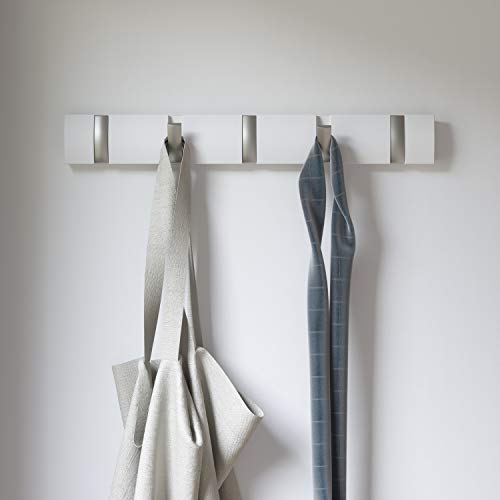 Umbra Flip 5-Hook Wall Mounted Rack - Modern Space-Saving Hanger | Black/Walnut Finish 11