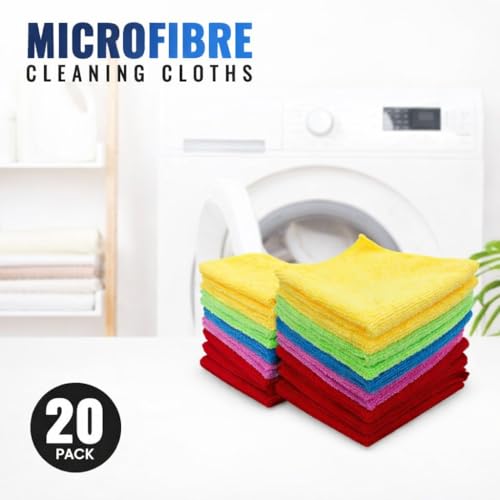 1ABOVE Microfibre Cleaning Cloths - Highly Absorbent & Lint-Free | 20 Pack, 30x30cm