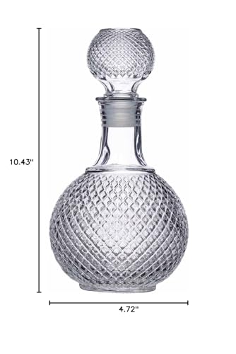 BarCraft Cut Glass Liquor Decanter - 1 Litre Capacity | Airtight Silicone Seal | Crystal Glass 8
