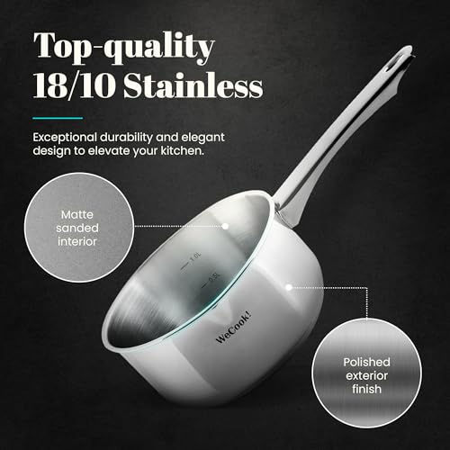 WECOOK! Saucepan 1.1L Stainless Steel Nonstick Pot for Induction, Gas, Electric Hobs | Pouring Spout 4