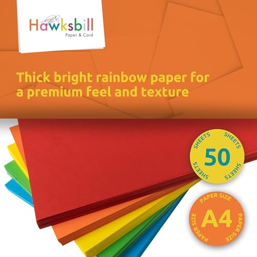Hawksbill A4 Coloured Card Stock - 160GSM Rainbow Craft Paper | 50 Pack 7