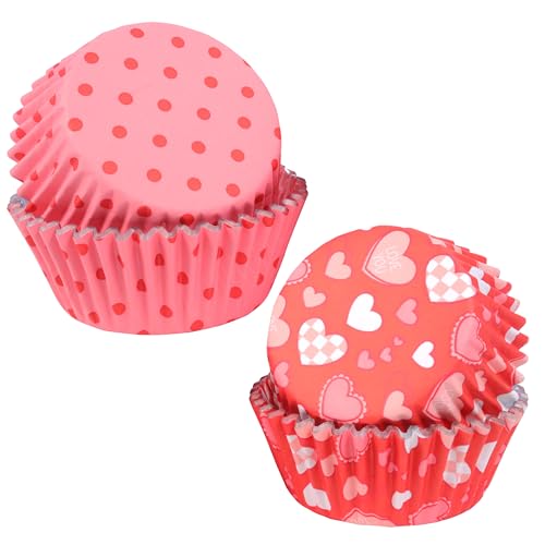 PME Valentines Foil-Lined Cupcake Cases - 60 Count | Pink & Red Heart Designs | 52x30mm 2