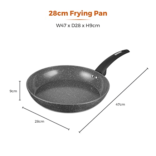 Tower T81242 Cerastone Induction Frying Pan - 5x Stronger Non-Stick | 28 cm | Graphite 10