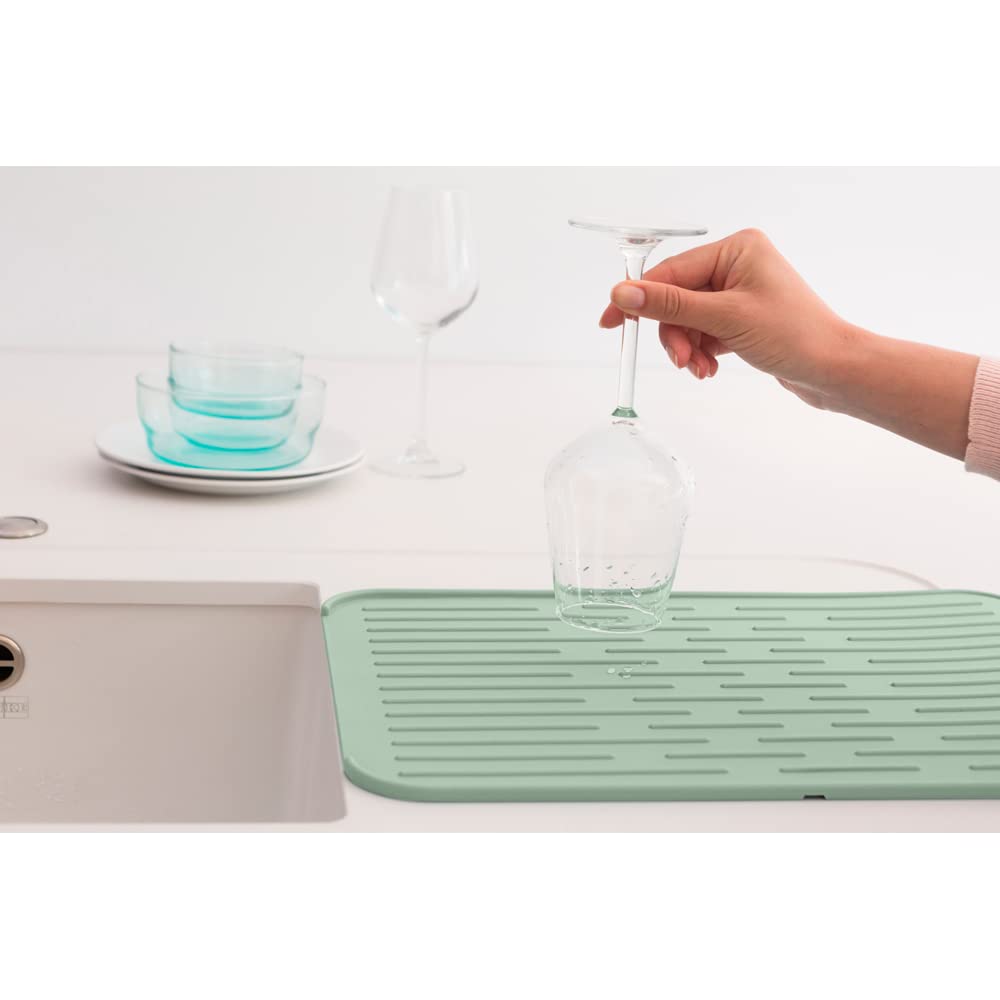 Brabantia Sinkside Silicone Dish Drying Mat with Rim | Jade Green | 33L x 44W cm 2